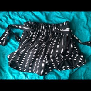 Black and White High-Waisted Striped Shorts